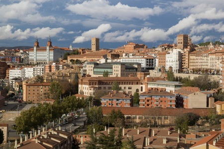 Teruel, Aragon, Spain. Aerial view of medieval city Teruel in december.の写真素材
