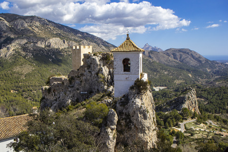 Guadalest castle with bell tower. Guadalest Alicante, Valencia, Spainの写真素材