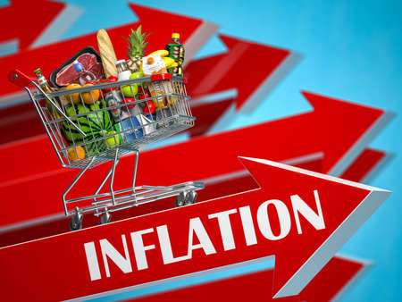 Inflation, growth of market basket or consumer price index concept.の写真素材