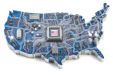 USA semiconductor industry, computer chips manufacturing and artificial intelligence concept....