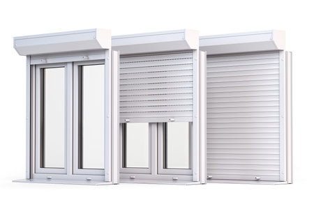 Window roller shutters isolated on white background. 3d illustration