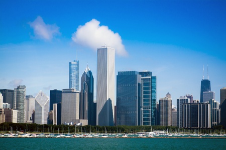 Downtown Chicago with Blue Sky の写真素材