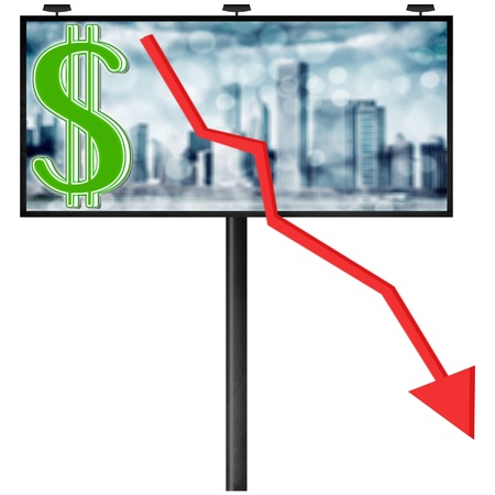 Billboard with stock market diagram (isolated illustration)の写真素材