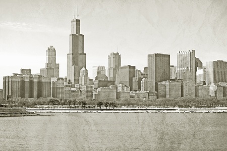 Old Postcard Design - Chicagoの写真素材