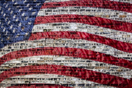 Flag on Urban Background の写真素材