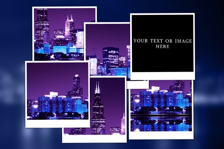 financial district  night view Chicago  の写真素材