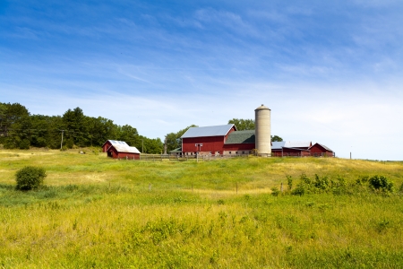 American Country Farm With Blue Skyの写真素材