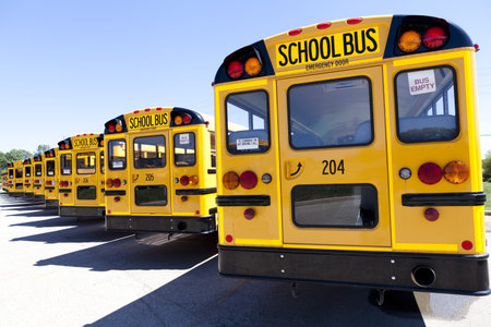 Yellow School Bus With Blue Sky