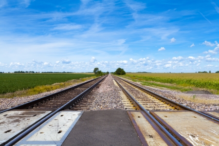 Countryside Railroad With Cloudy Skyの写真素材