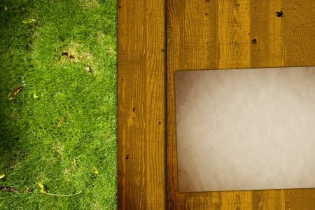 Vintage Poster on Wooden and Natural Background の写真素材
