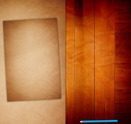 Old Paper on Wooden Tableの写真素材