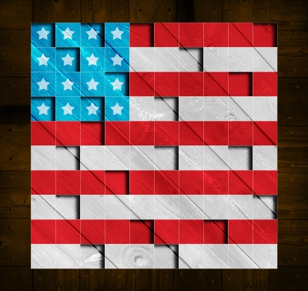 Old Paper on Wooden Table with 4th of july drawの写真素材