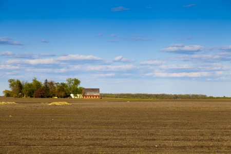 Traditional American Farm With Blue Sky の写真素材