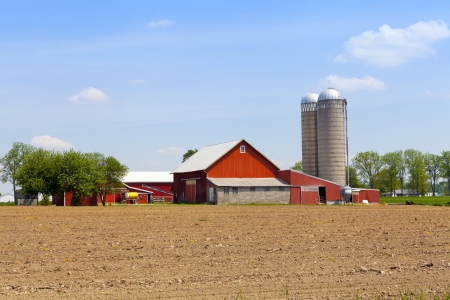 Traditional Red American Countryside Farmのeditorial素材
