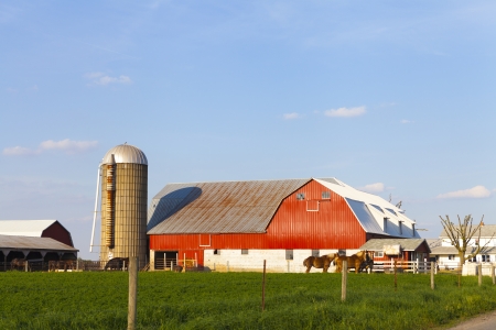 American Farmland With Blue Cloudy Skyのeditorial素材
