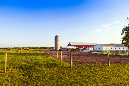 American Farmland With Blue Cloudy Sky