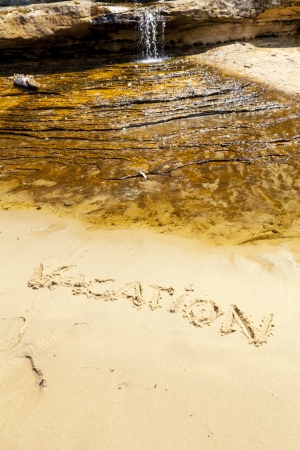 Vacation Text On Beachの写真素材