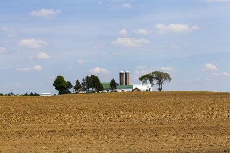 American Farmland With Blue Cloudy Skyのeditorial素材