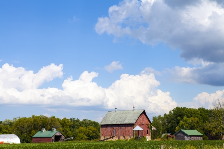 American Farmland With Blue Cloudy Skyのeditorial素材