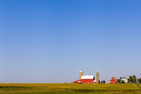 American Farmland With Blue Cloudy Skyのeditorial素材