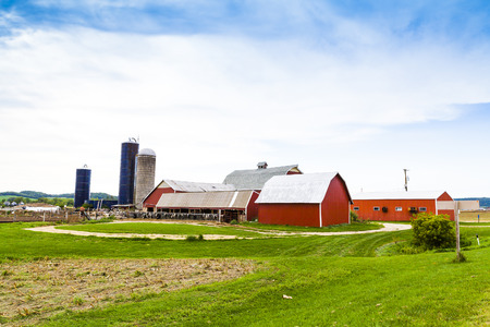 American Farmland With Blue Cloudy Skyのeditorial素材