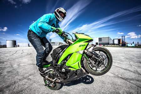 Biker on motorcycle