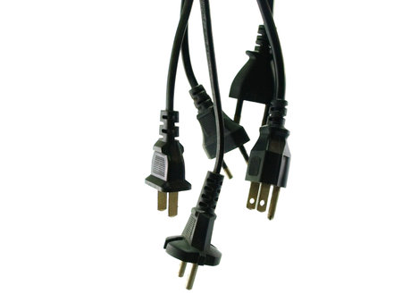 black electric cable isolated on white