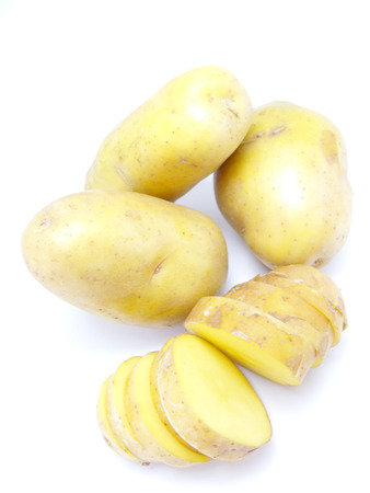 potatoes on white backgroundの写真素材