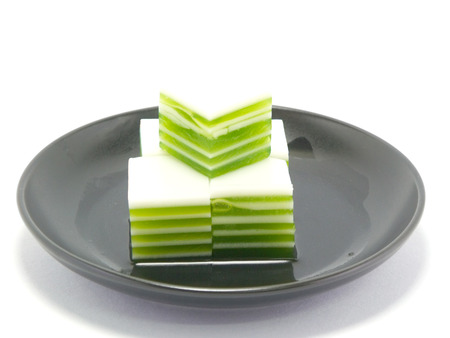 green layers jelly isolated on white backgroundの写真素材