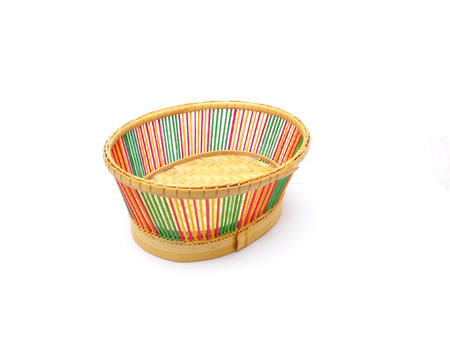 braiding small basket on white backgroundの写真素材