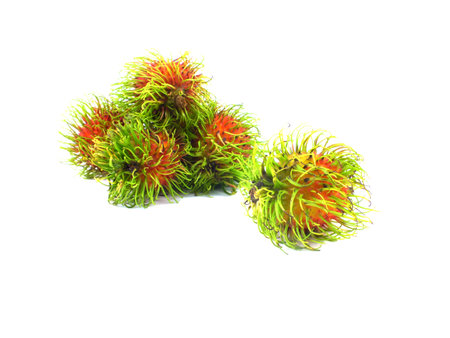 fresh rambutan on white backgroundの写真素材