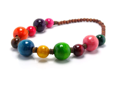colorful wood bead necklace
