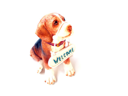 statue of a dog sitting on white backgroundの写真素材