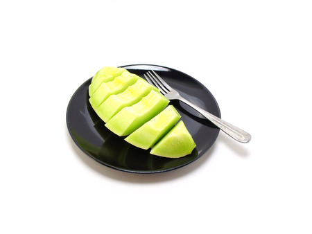 cantaloupe melon isolated on white clipping pathの写真素材