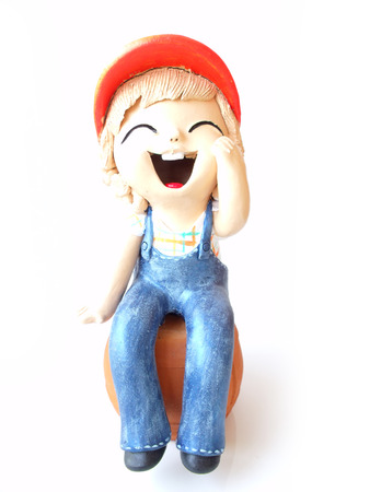 clay dolls isolated on white backgroundの写真素材