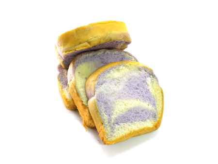 taro slice bread isolated on white background