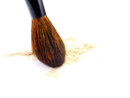 make up brush powder blusher isolated on white background