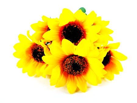 fake sunflower on white backgroundの写真素材