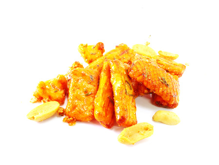 japanese snack food close up of takoyaki on white backgroundの写真素材