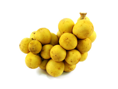 longkon langsat or lanzones sweet fruit on white backgroundの写真素材