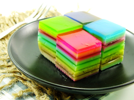 multi layered fruit jellyの写真素材