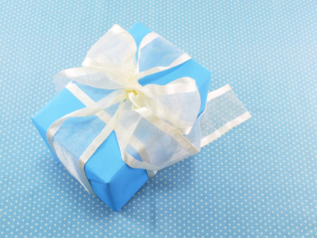 gift box on sweet polka dot background