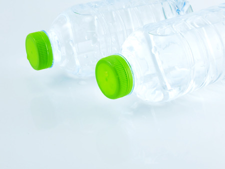 plastic bottles of water close upの写真素材