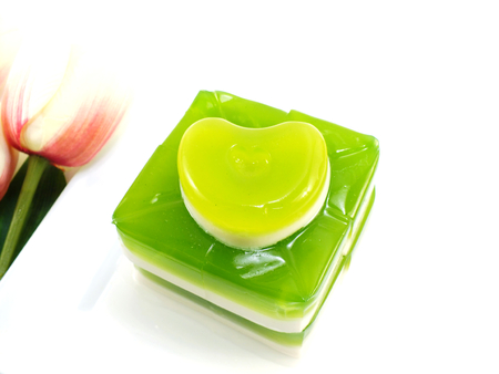 coconut and pandan jelly thai dessertの写真素材