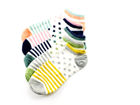 collection of colored socks isolate on white background