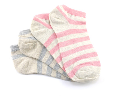 collection of colored socks isolate on white backgroundの写真素材