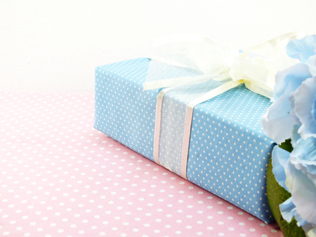 present gift box with bow decoration use for variety of holidayの写真素材