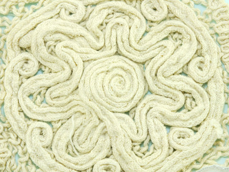 vintage background with cotton lace crochet elements flowers knitted