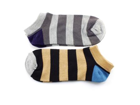 collection of colored socks isolate on white backgroundの写真素材