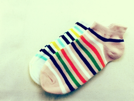 stripes colored socks with vintage filters effectの写真素材